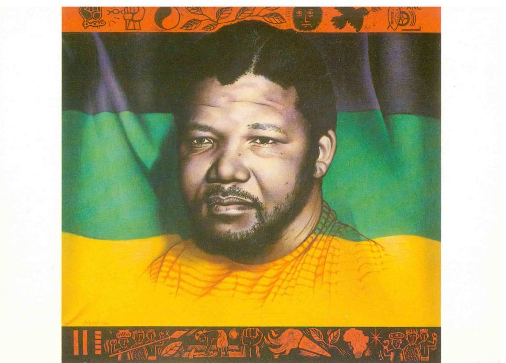 Nelson Mandela and the ANC flag by Paul Morton